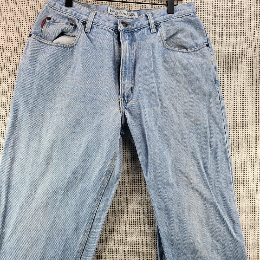 Vintage Bugle Boy Jeans Mens 34x34 Light Wash Tapered Leg Blue Denim 90s